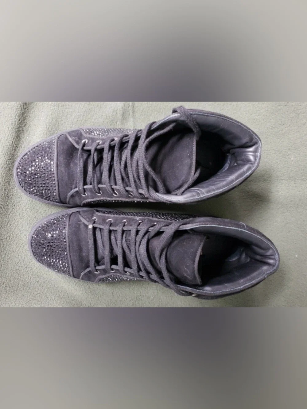 Louis Leeman Black Suede High Top Sneakers with Studded Detail - Picture 4 of 6